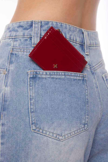 Peta + Jain - Ivy Wallet with Zip in Cherry Crinkle/ Gold