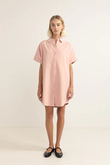 Rhythm - Classic Shirt Dress in Rose