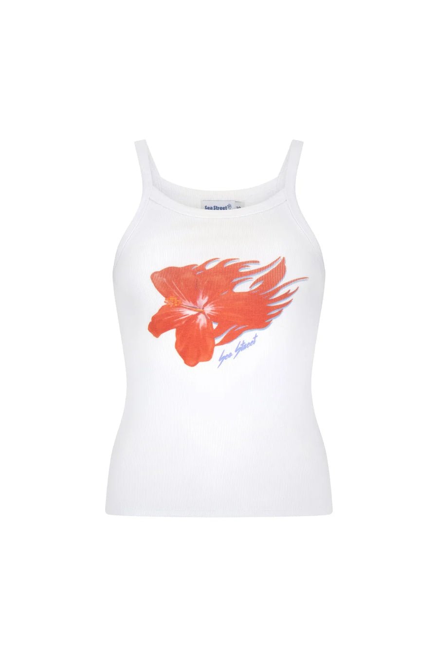 Sea Street - Flaming Hibiscus Singlet in White
