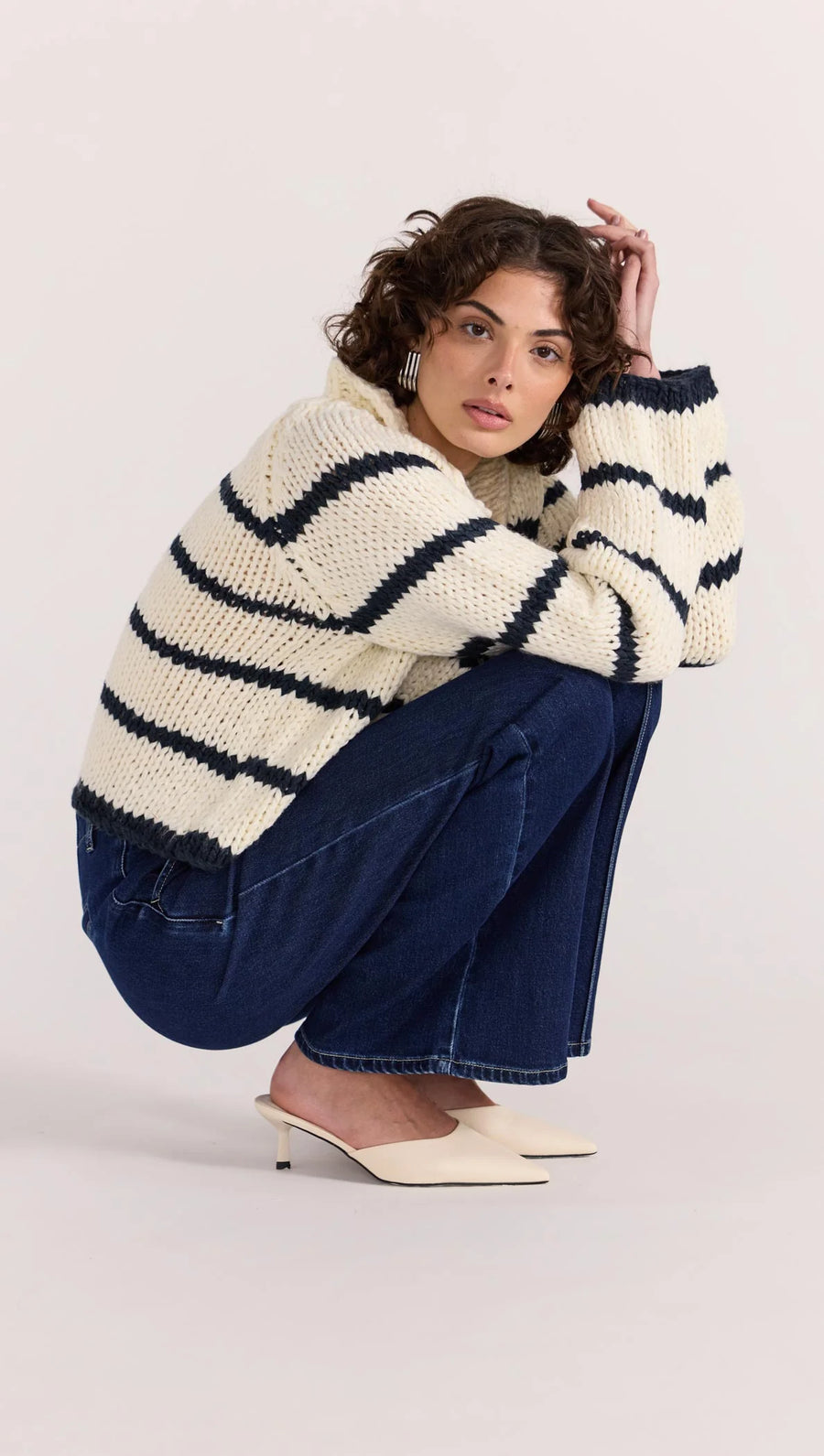 Staple the Label - Frankie Stripe Jumper in Cream/Navy