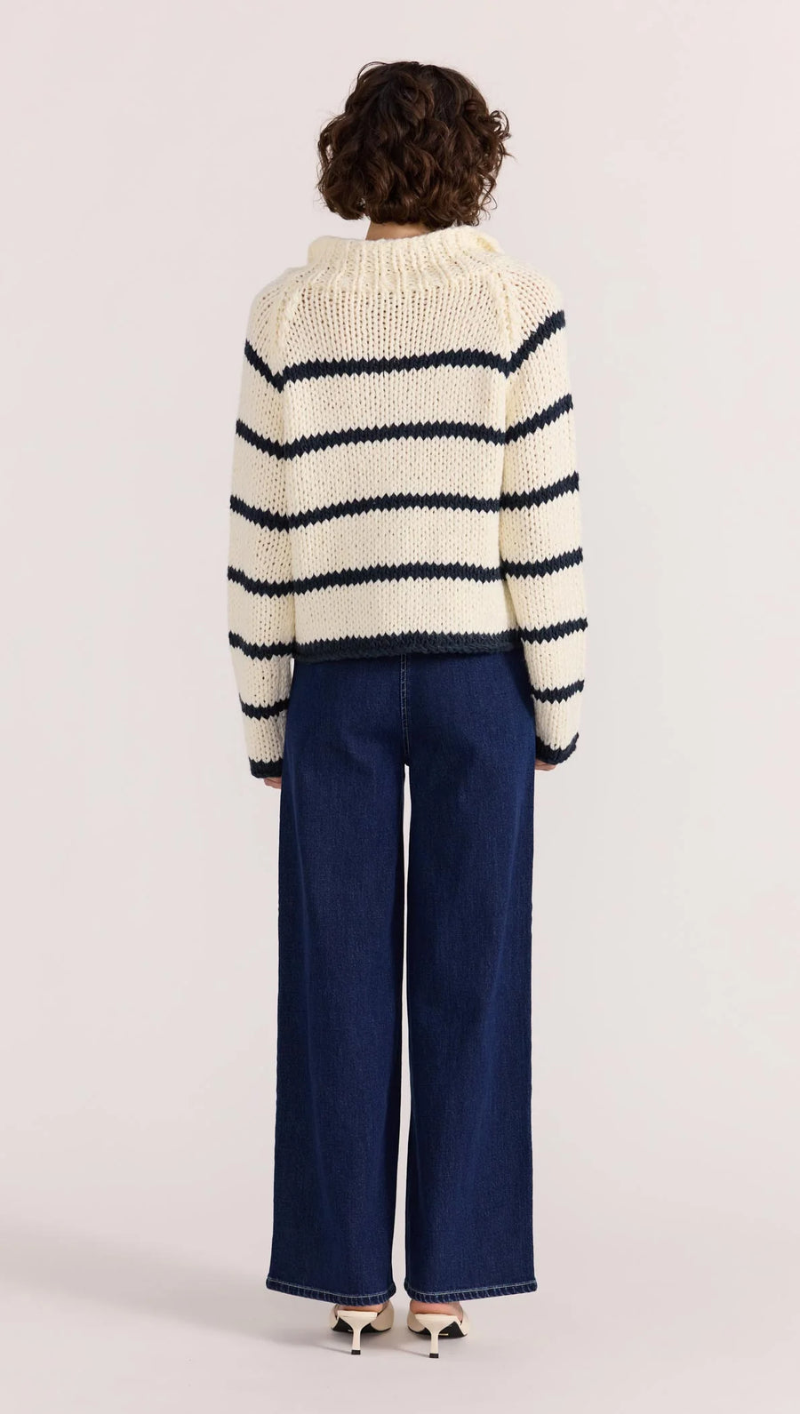 Staple the Label - Frankie Stripe Jumper in Cream/Navy