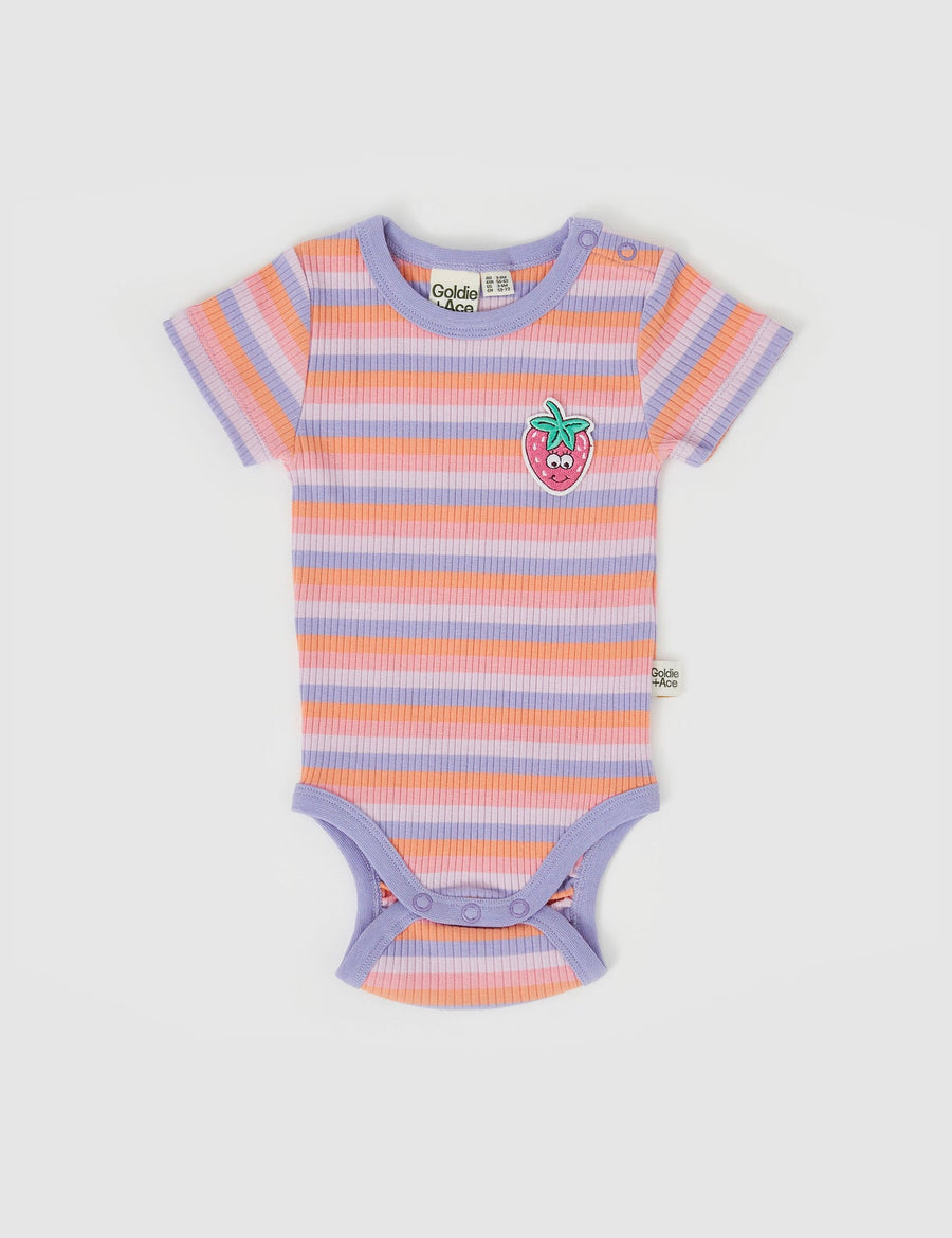 GOLDIE + ACE - Tutti Frutti Short Sleeve Rib Bodysuit in Multi