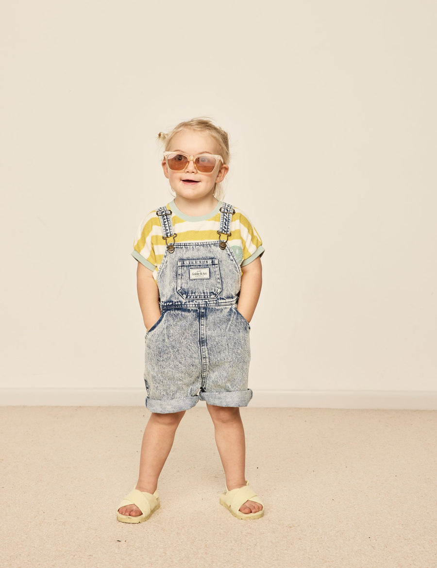 GOLDIE + ACE - Burton Washed Denim Overalls in Vintage Denim