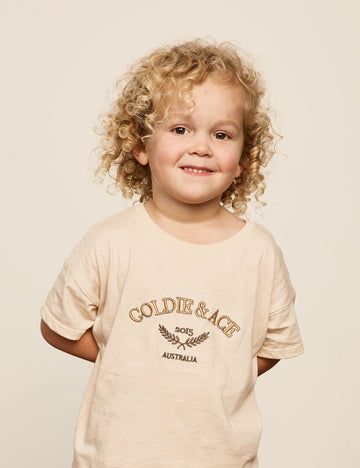 GOLDIE + ACE - Legacy Embroidered T-Shirt in Oatmeal