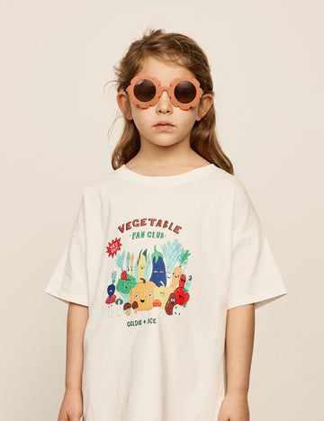GOLDIE + ACE - Vegetable Fan Club Print t-Shirt in Ivory