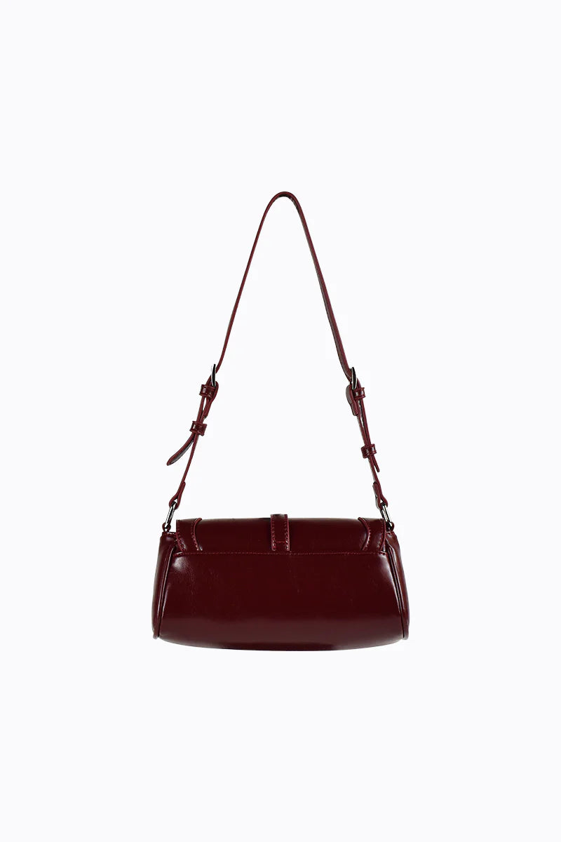 Peta + Jain - Gemma Buckle Shoulder Bag in Cherry Crinkle/Silver