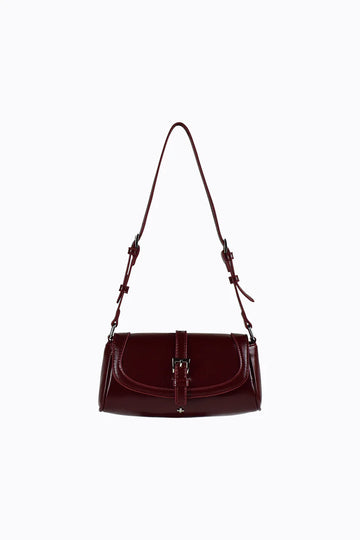 Peta + Jain - Gemma Buckle Shoulder Bag in Cherry Crinkle/Silver