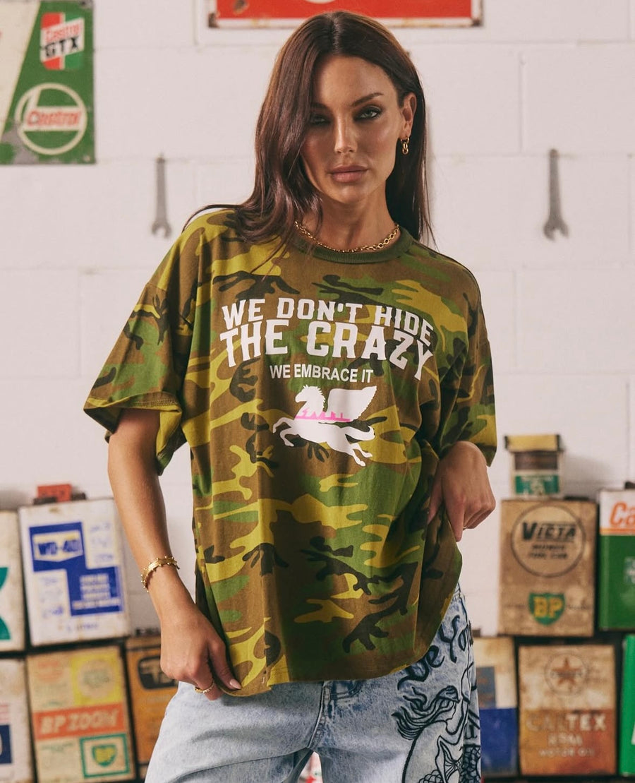 Sabbi - Dont Hide the Crazy Regular Fit Tee in Camo (PRE ORDER)