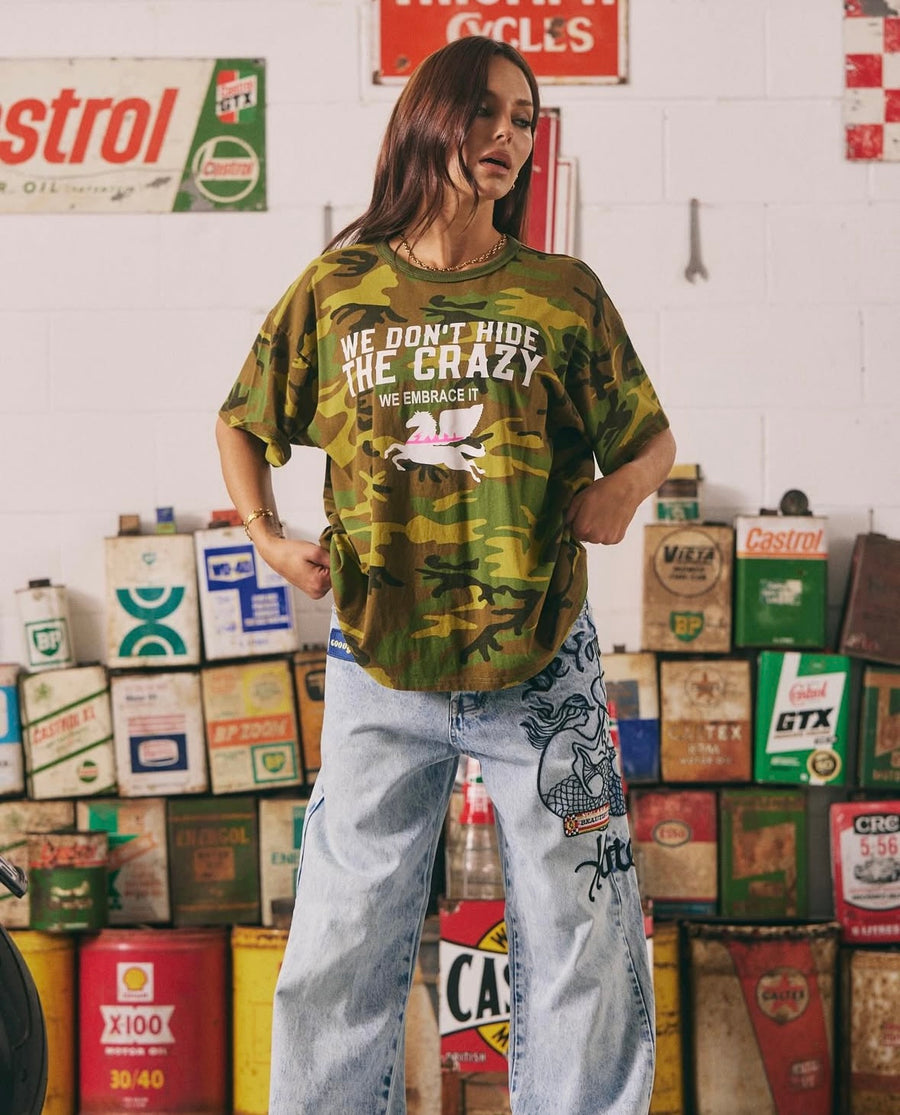 Sabbi - Dont Hide the Crazy Regular Fit Tee in Camo (PRE ORDER)