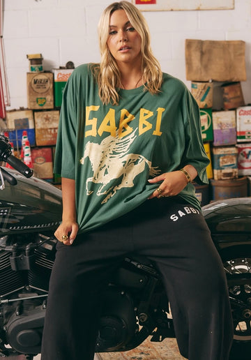 Sabbi - The Very Oversized Rhinestone Tee in Green