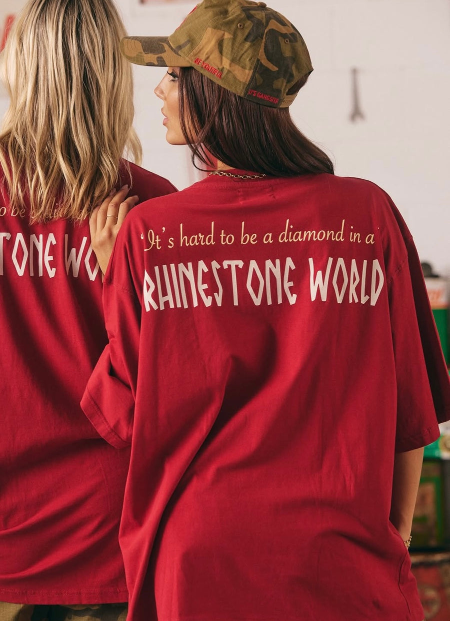 Sabbi - The Very Oversized Rhinestone Tee in Red