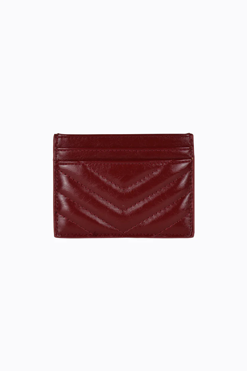 Peta + Jain - Izzy Card Holder with Zip in Cherry Quilted Crinkle/ Gold