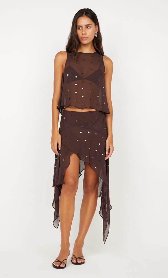 Bec + Bridge - Arielle Shell Top in Dark Chocolate