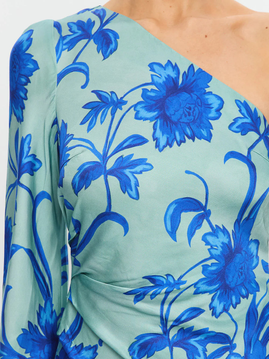 KIVARI - Juniper One Sleeve Maxi Dress In Cobalt Blue/Green