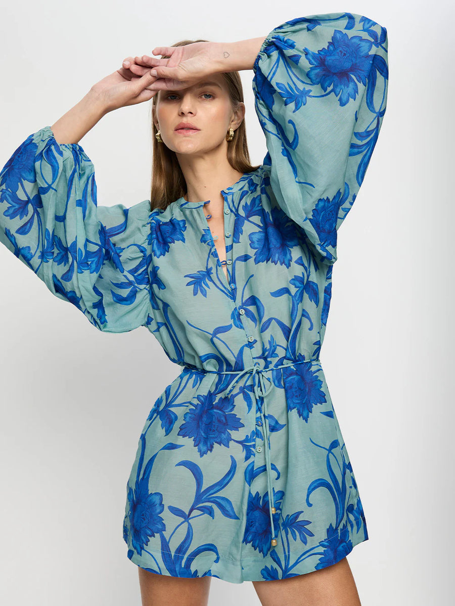 KIVARI - Juniper Playsuit In Cobalt Blue/Green