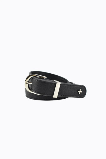 Peta + Jain - Kendrick Jean Belt with Metal Buckle in Black/Silver