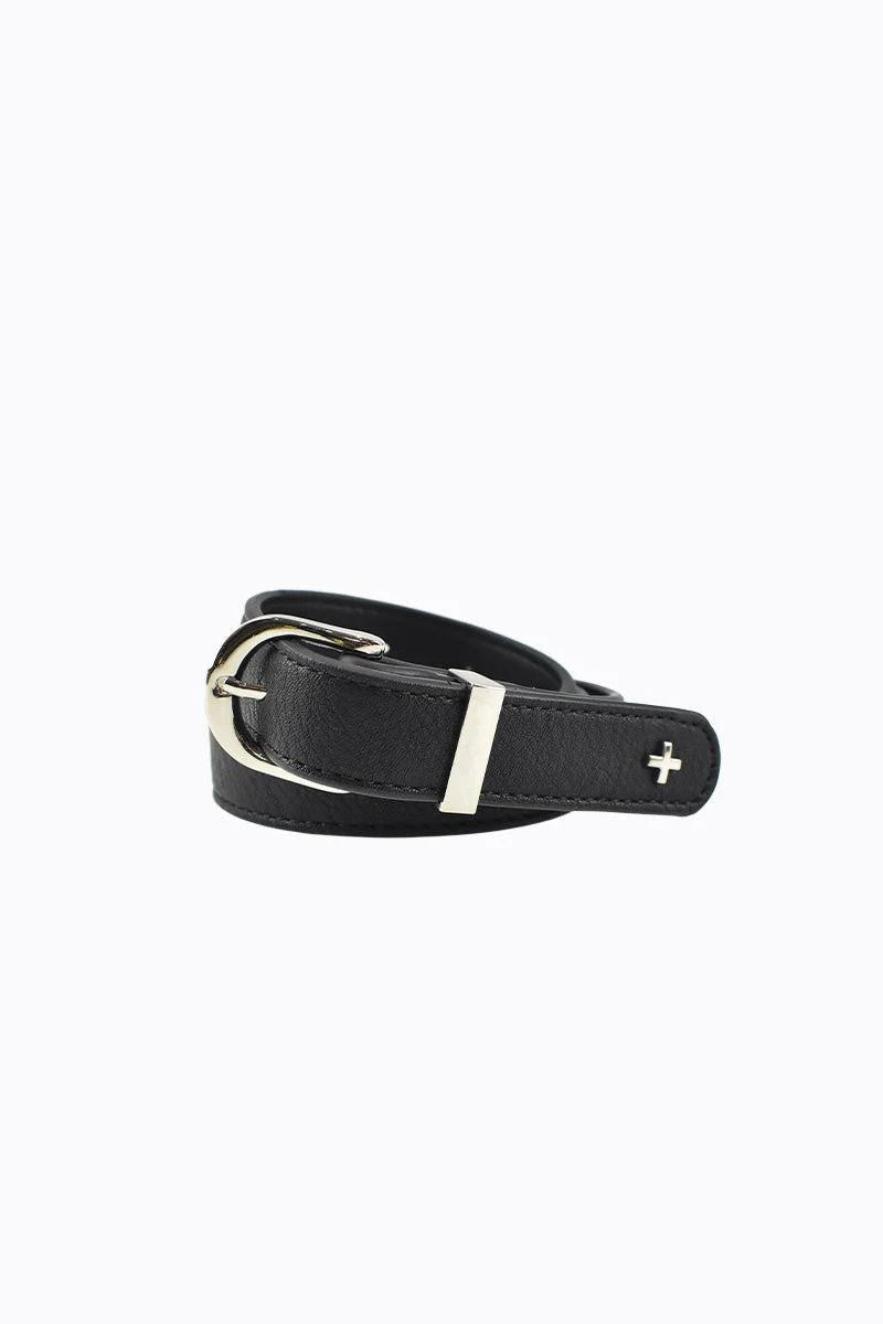 Peta + Jain - Kendrick Jean Belt with Metal Buckle in Black/Silver