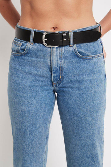 Peta + Jain - Kirby 2 Wide Jean Belt in Black PU/Gold