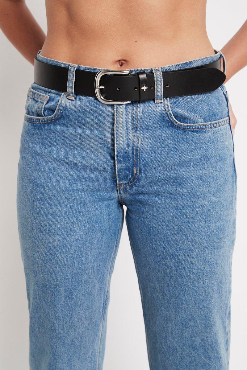 Peta + Jain - Kirby 2 Wide Jean Belt in Black PU/Gold