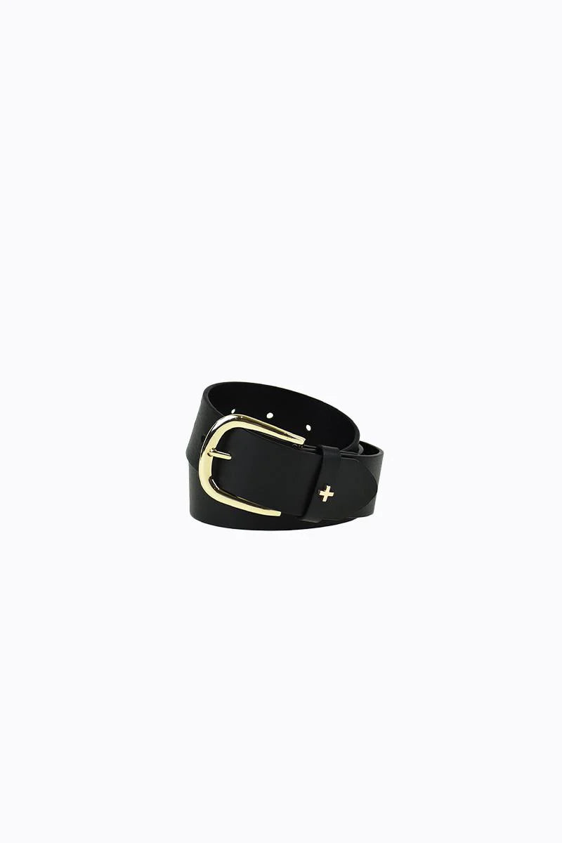 Peta + Jain - Kirby 2 Wide Jean Belt in Black PU/Gold