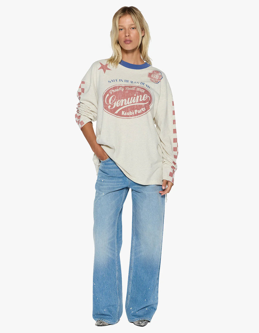 Ksubi - Pitt Lane LS Boyfriend Tee In Oat