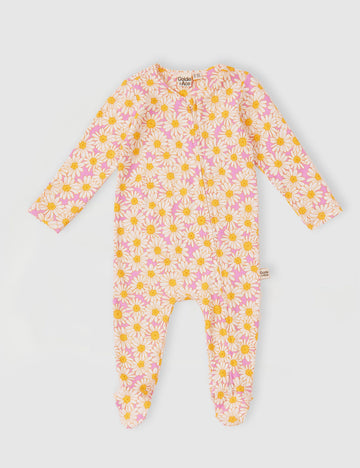 GOLDIE + ACE - Daisy Meadow Footed Zipsuit in Fairy Floss