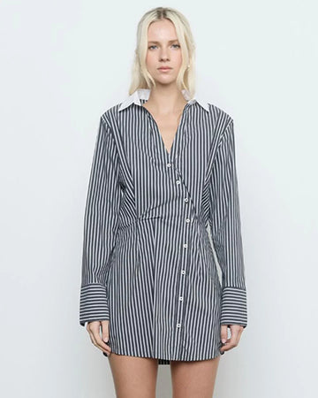 Sovere - Laia Shirt Dress in Black Stripe