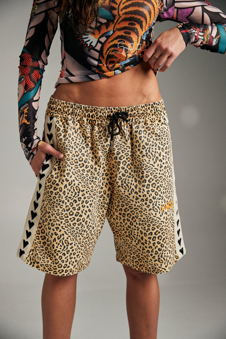 SABBI - Heart Breaker Jorts in Leopard Print
