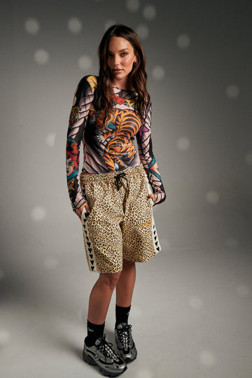 SABBI - Heart Breaker Jorts in Leopard Print
