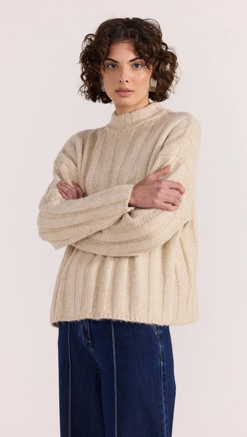 Staple the Label - The Macy Cosy Rib Jumper in Oat - Marle