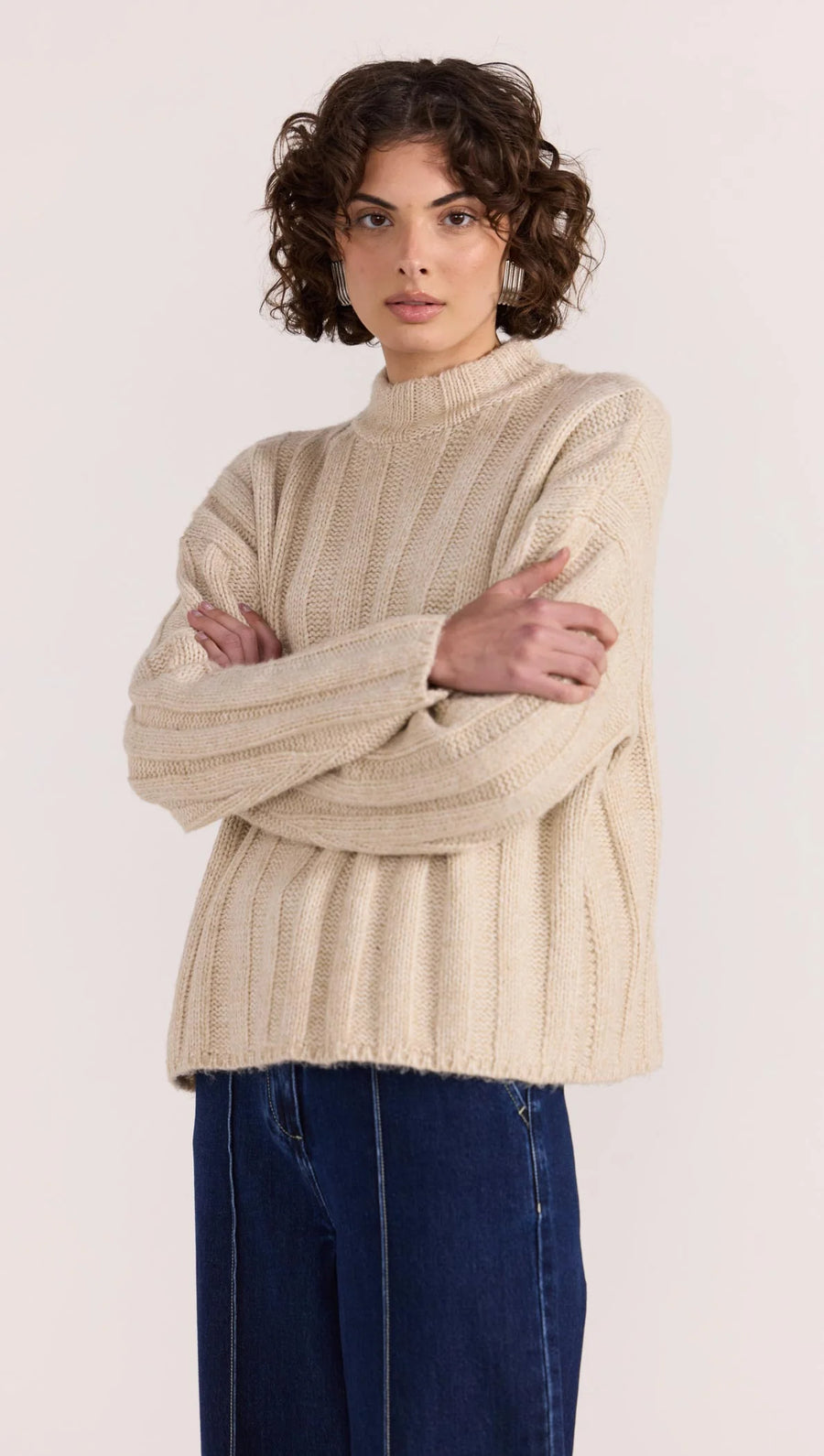 Staple the Label - The Macy Cosy Rib Jumper in Oat - Marle