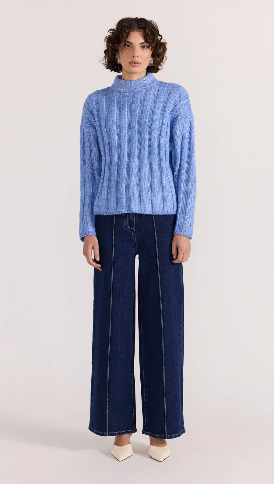 Staple the Label - The Macy Cosy Rib Jumper in Blue - Marle
