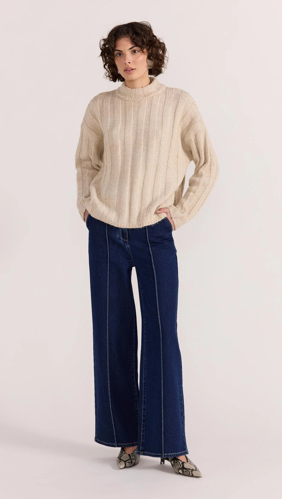 Staple the Label - The Macy Cosy Rib Jumper in Oat - Marle