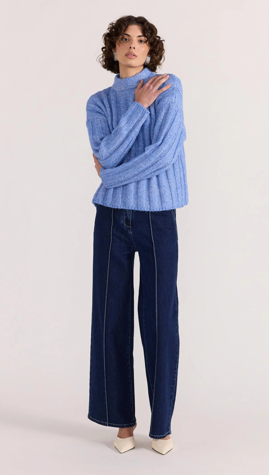 Staple the Label - The Macy Cosy Rib Jumper in Blue - Marle