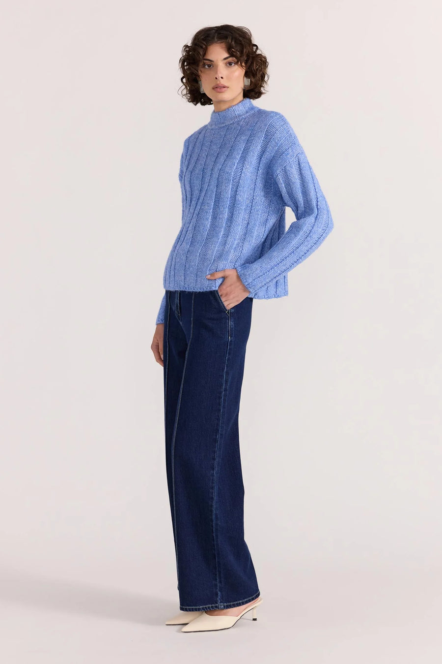 Staple the Label - The Macy Cosy Rib Jumper in Blue - Marle