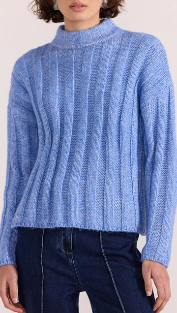 Staple the Label - The Macy Cosy Rib Jumper in Blue - Marle