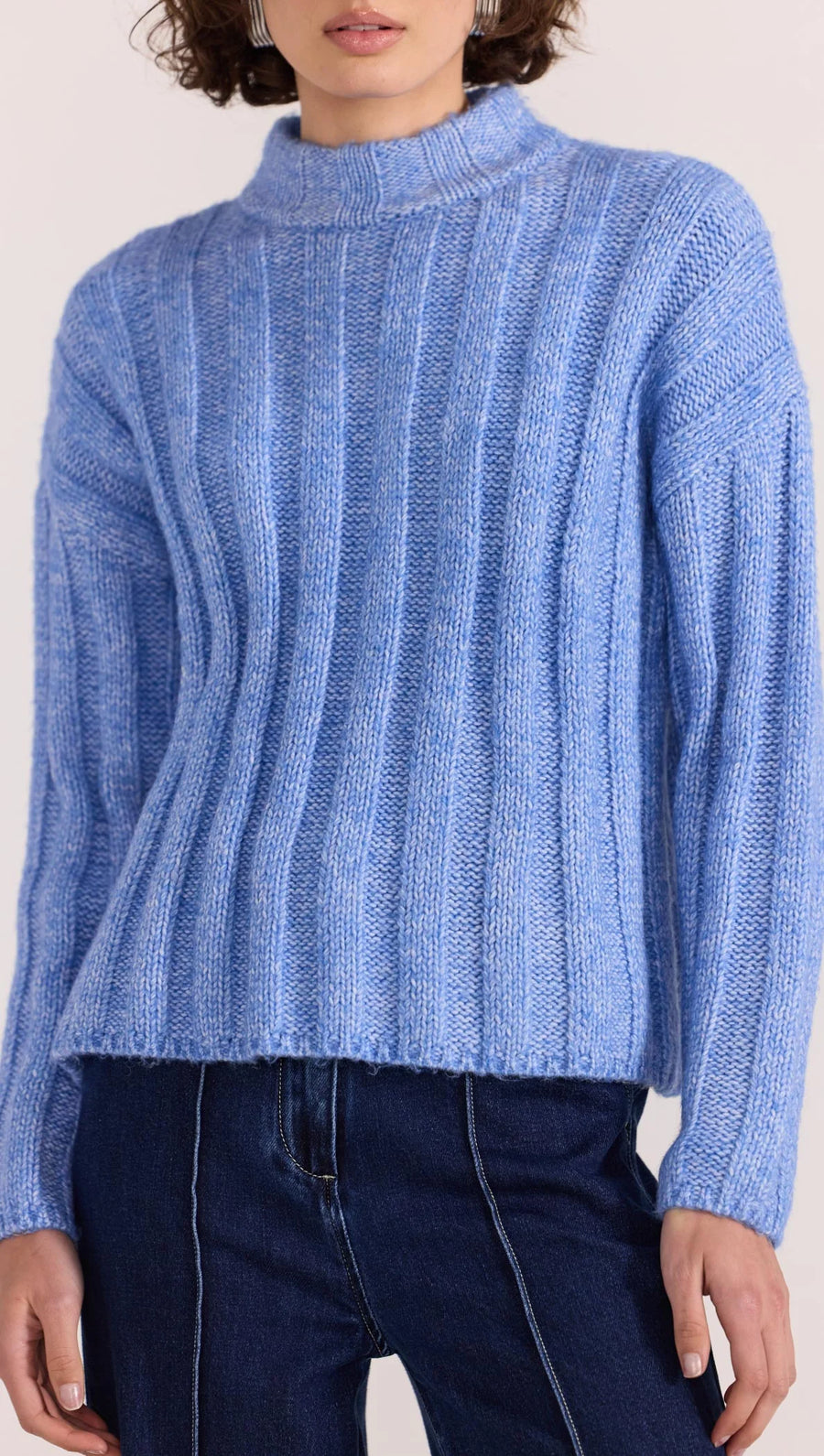 Staple the Label - The Macy Cosy Rib Jumper in Blue - Marle