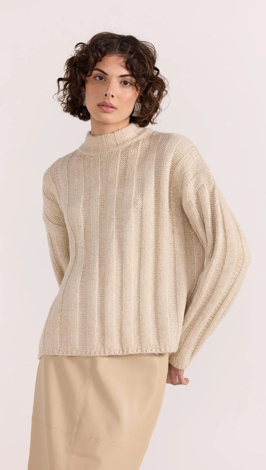 Staple the Label - The Macy Cosy Rib Jumper in Oat - Marle