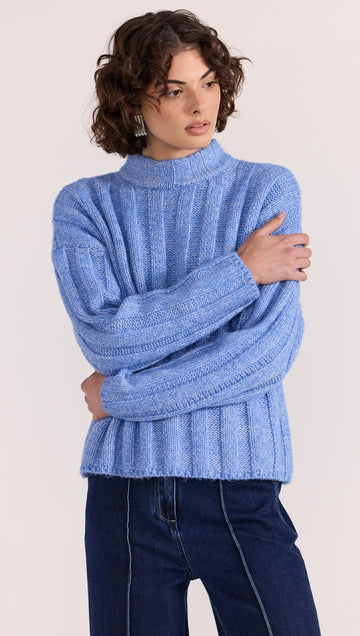 Staple the Label - The Macy Cosy Rib Jumper in Blue - Marle