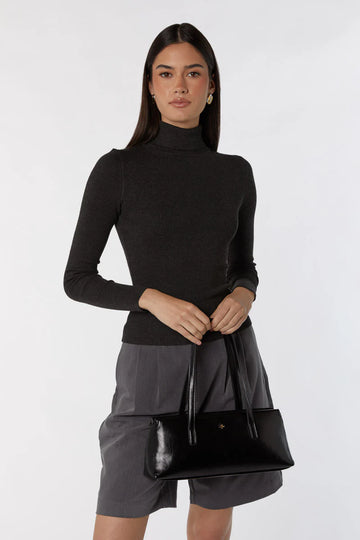 Peta + Jain - Marin East West Tote in Black Crinkle/Gold