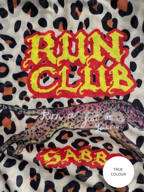 SABBI - Run Club Animal Mesh Long Sleeve Top in Leopard Flames