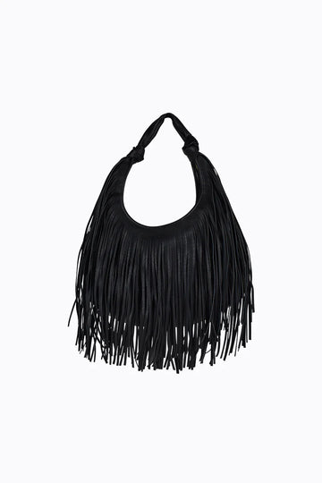 Peta + Jain - Moss Fringe Bag in Black PU/Gold