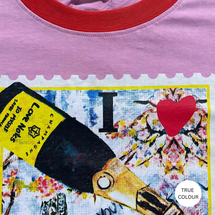 SABBI - The Very Oversided: The Paris Love Notes Tee in Pink