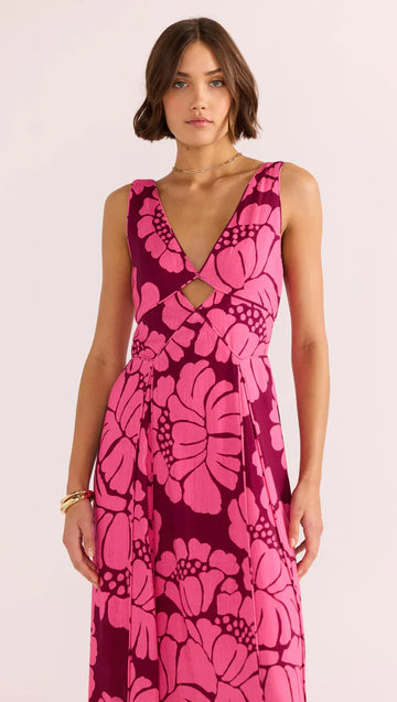 Minkpink - Persephone Panel Midi Dress in Berry Floral