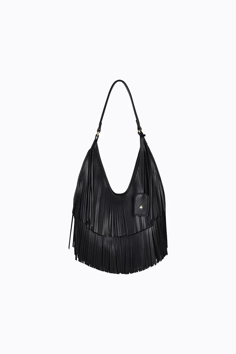 Peta + Jain - Phoebe Small Fringe Bag in Black PU/Gold