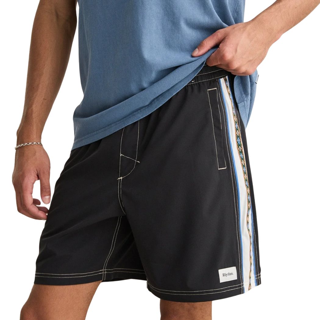 RHYTHM - Panel Stripe Beach Short in Black – Shadow Bang