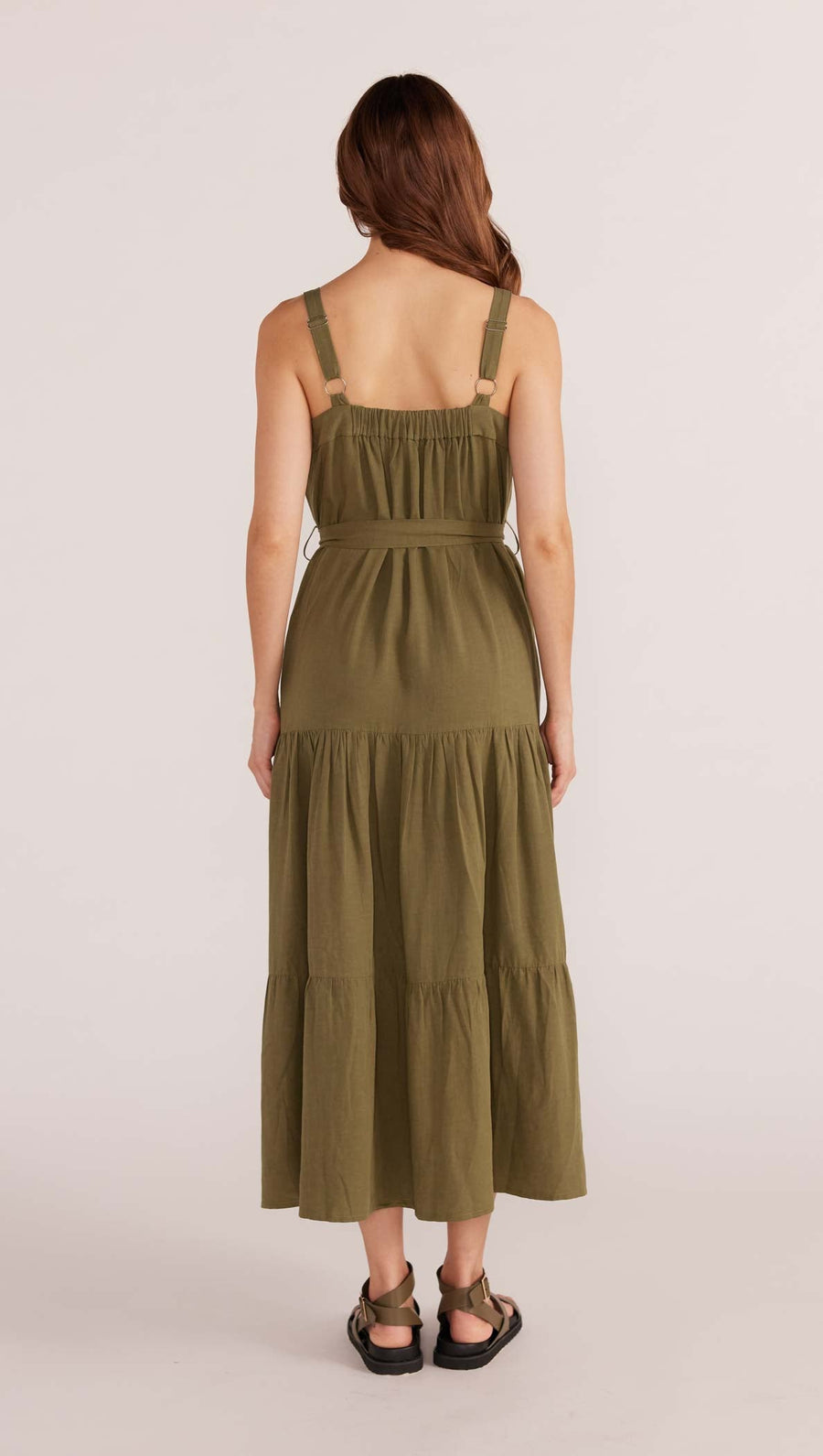 Minkpink - Amara Tiered Midi Dress in Khaki