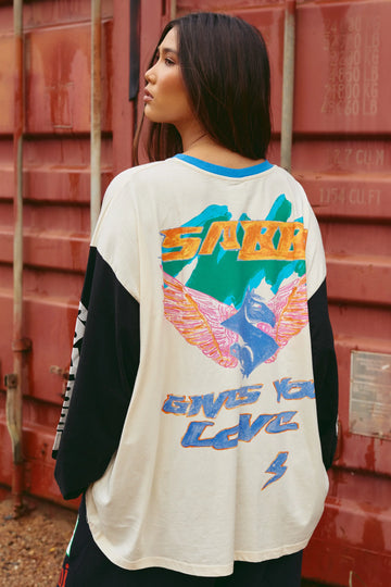 SABBI - The Long Sleeve Don't Quit Your Day Dream Long Sleeve Tee In White + Black