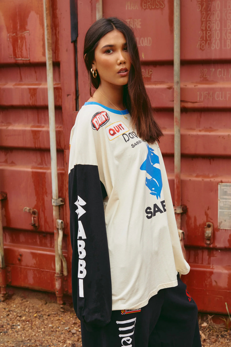SABBI - The Long Sleeve Don't Quit Your Day Dream Long Sleeve Tee In White + Black