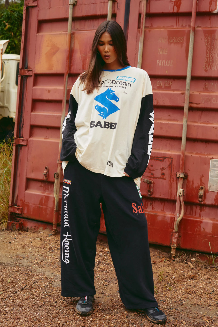 SABBI - The Long Sleeve Don't Quit Your Day Dream Long Sleeve Tee In White + Black